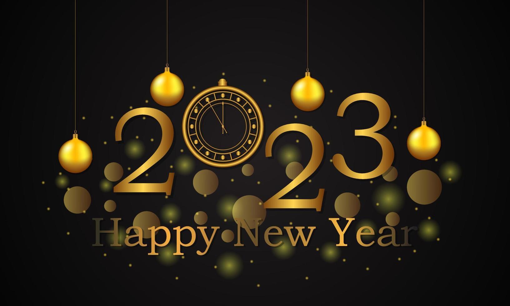 8418502 bonne annee 2023 nouvel an brillant fond avec horloge or et paillettes banniere festive carte de voeux illustrationle vectoriel